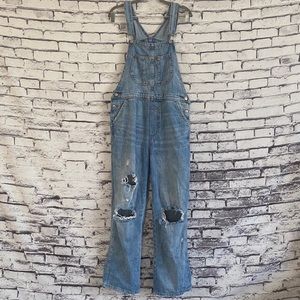 H&M Divided Distressed Denim Overall Size 12